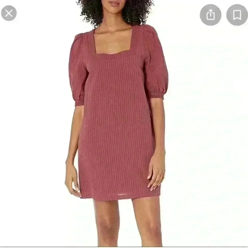 BB Dakota Steve Madden square neck shift dress red  Medium puff smocked girly